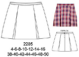 2285 Falda escolar con dos pliegues encontrados, Tallas: 4 a la 16 - 38 a la 50, Telas: Casimir - escoces, Consumo: (Talla 10) 1 metro aprox. - (Talla 44) 1.15 mts. aprox.