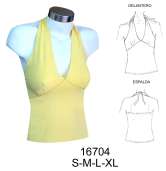 16704 Polera  Corte Bajo Busto Amarrada al Cuello , Tallas:  S-M-L-XL Telas:Lycra , Consumo  : 0.80 Metros  Aprox. 