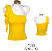 1692  Polera Asimetrica  con Rucha   , Tallas: S-M-L-XL ,Tela : Lycra , Consumo: (Talla L)   0.65 metros  aprox. 