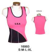 16993 Polera  Deportiva .Tallas:  S-M-L-XL Telas:Lycra , Consumo  Fucsia : 0.60 mts , Negro 0.30 mts , Blanco 0.10 Metros  aprox. 