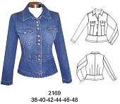 2169 Casaca Entallada Jeans , Tallas: 38-40-42-44-46-48  , Tela: Mezclilla , Consumo: 1.45 Metros Aprox. ( T.46)