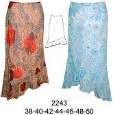 2243 Falda Asimetrica Tela Cortada al Sesgo con Rucha en Basta Tallas: 38 al 50 Tela: Crepe , Gaza, Kochivo
