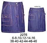 2276 Falda cargo a la cadera,  Tallas: 38-40-42-44-46-48, Telas: Gabardina - Mezclilla, Consumo: (Talla 46) 1 mt. aprox.