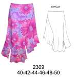 2309 Falda Asimétrica con Aberturas  , cortada al sesgo, Tallas: 40-42-44-46-48, Telas: Gasa - Crepe - Seda, Consumo: (Talla 46) Tela 1.30 mts. aprox. - Forro 1.00 .mts. aprox.