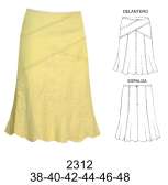 2312  Falda con Cortes  Asimetricos a la Cadera  , Tallas: 38- 40-42-44-46 Tela: Lino , Mezclilla , Gabardina ,  Consumo : 1.50  Metros (T.46) Aprox. 