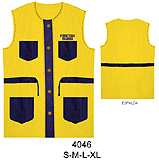 4046 Chaleco Ferretería largo, Tallas: S-M-L-XL, Telas: Poplin, Gabardina, Consumo: Amarillo  1.00 mts. aprox. - Azul  0.80  Mts. aprox. ,Consumo un Color 1.50 Mts. Aprox.