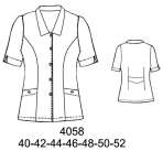 4058 Chaqueta Escote en V con Cuello Corte Princesa ( Manga larga y Corta ) Tallas: 38-40-42-44-46-48-50-52-54-56-58 Tela: Lino,Crepe, Linett.Consumo 1.5 0metros Manga Corta(T.44) Aprox