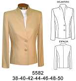 5582 Blazer Cuello Mao corte Princesa con Bolsillo , Tallas; 38-40-42-44-46-48-50 , Consumo Tela  1.50 Mts.  , Forro 1.35 Mts. (T.46) Aprox.