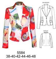 5581 Blazer 1 Boton Entallado (largo 54 cm) Tallas: S-M-L-XL Tela: Mezclilla , Telas Rayadas , Consumo: 1.40 tela , 