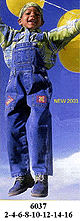 6037 Jardinera Pierna Ancha  Bolsilllo Parche Tallas: 2-4-6-8-10-12-14-16 Tela: Jeans , Gabardina