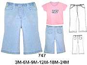 747 Pantalon con Elastico Bolsillo Simulado Polera en Tela de Pu&ntilde;o Tallas: 3M-6M-9M-12M-18M-24M 