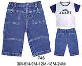 748 Pantalon con Elastico  y  Broches en Entrepierna  Polera en Tela de Pu&ntilde;o Tallas: 3M-6M-9M-12M-18M-24M 