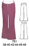 751 Pantalón a la cadera pretina con dos botones, bolsillo argentino, basta ancha, Tallas: 38-40-42-44-46-48, Telas: By Strech - Mezclilla - Gabardina, etc. Consumo: 1.40 mts. aprox.