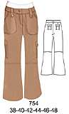 754 Pantalón cargo, a la cadera, Tallas: 38-40-42-44-46-48, Telas: Gabardina - Denim - Mezclilla, Consumo: 1.60 mts. aprox.