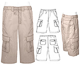 767 Bermuda largo elasticado, Tallas: 6-8-10-12-14-16, Tela: Gabardina, Consumo: (Talla 12) Tela 1.10 mts. aprox. - 40 cms. forro bolsillos
