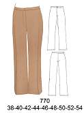 770 Pantalon Dama  a la cintura (basta 24 cms ). Tela: Crepe, Lana, By Strech , Lino  , Consumo: 1.40 metros aprox. ( T.46)