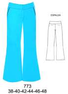 773 Pantalon a la Cadera   Pretina 5.5 cm Ancho  a la cadera   Basta Ancha ( 32 cm)Tallas: 36-38-40-42-44-46 Tela: Gabardina, Mezclilla 7onz.,By Strech , Consumo : 1.50 Metros (T.46) Aprox.
