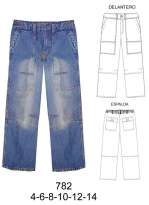 782 Pantalon con Corte  y Pinza  en la Rodilla , Elasticado en Espalda  ,  Tallas: 4 al 14,Tela: Mezclilla , Gabardina , Consumo: 1.15 metros  ( T. 10) Aprox.