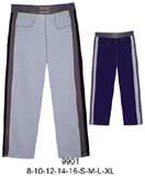9901 Pantalon Buzo Hombre con Franjas ancho Talla: 6-8-10-12-14-16-S-M-L-XL, Tela: Franela